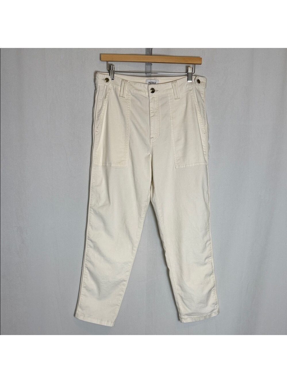 Pistola Women's Ivory Patch Pocket Pants Size 31 in Ivory High Rise Ankle Casual